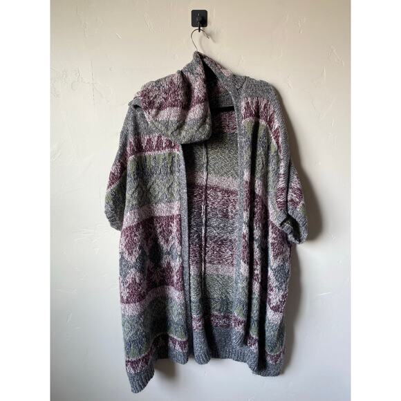 Tokyo Darling Oversized Hooded Long Slouchy Short Sleeved Open Cardigan- Sz M/L - Picture 2 of 9